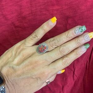 Elegant 925 Sterling Silver and Aurora Opal Ring